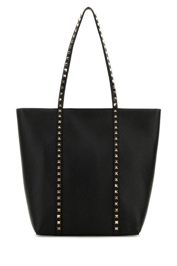 Valentino Black Leather Rockstud Shopping Bag Size ONE SIZE - 3 Thumbnail