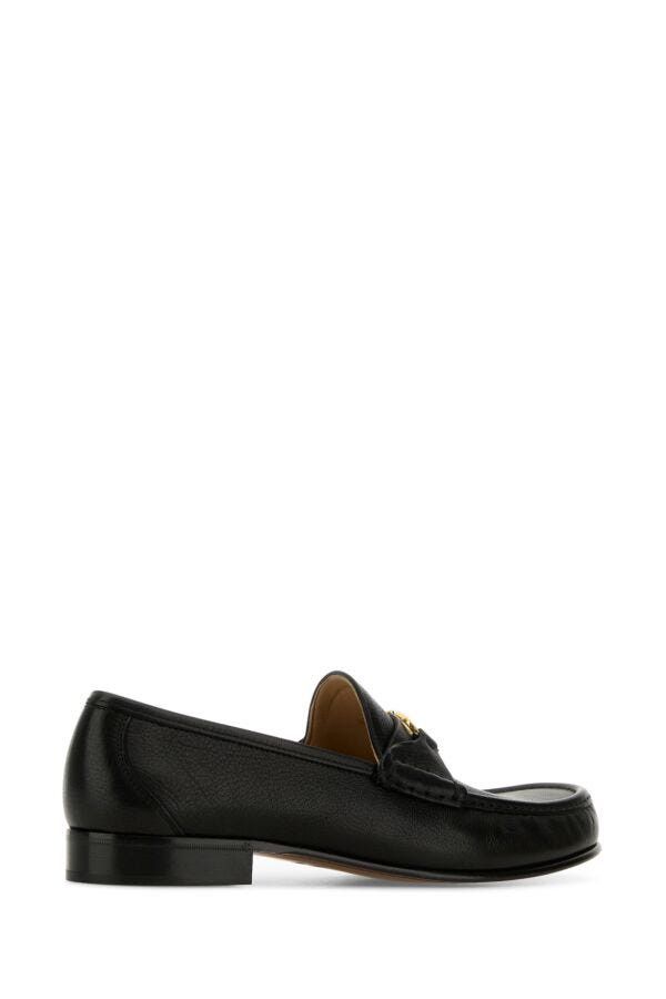 Valentino Black Leather Vlogo Loafers Size US 11 / EU 44 - 5 Thumbnail