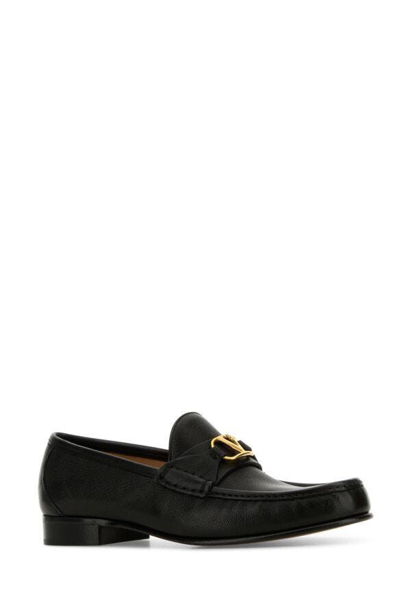 Valentino Black Leather Vlogo Loafers Size US 11 / EU 44 - 4 Thumbnail