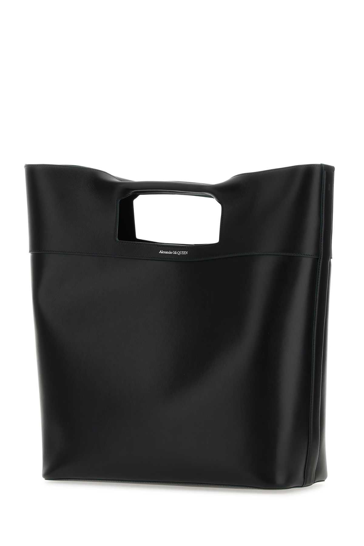 Alexander McQueen Black Leather The Square Bow Shopping Bag Size ONE SIZE - 2 Thumbnail