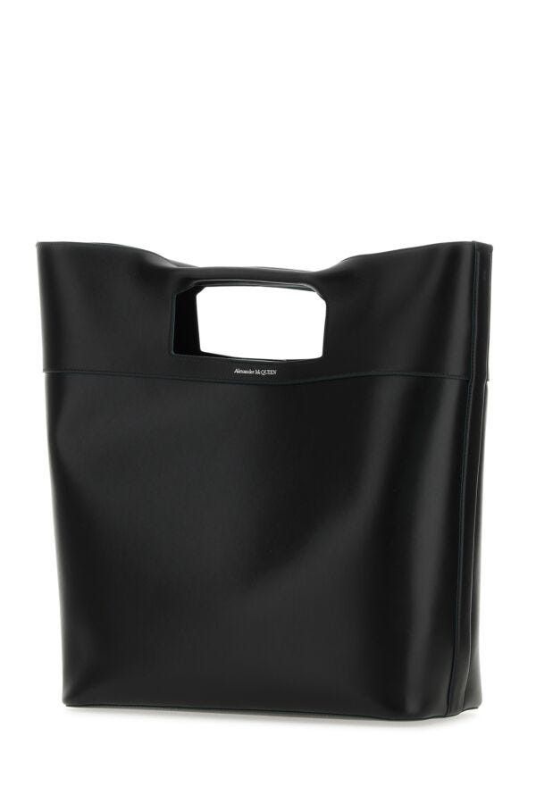 Alexander McQueen Black Leather The Square Bow Shopping Bag Size ONE SIZE - 4 Thumbnail