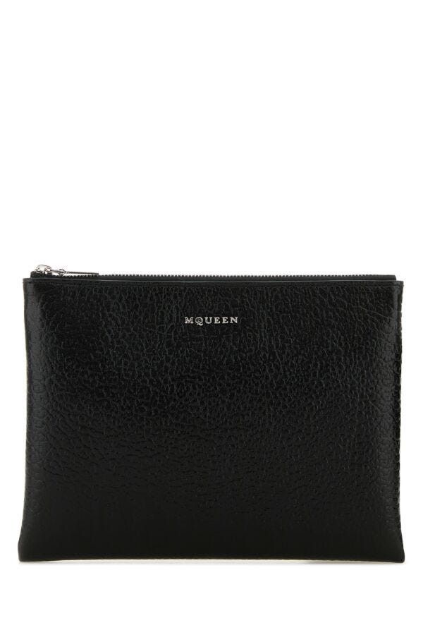 Alexander McQueen Black Leather Pouch Size ONE SIZE - 3 Thumbnail