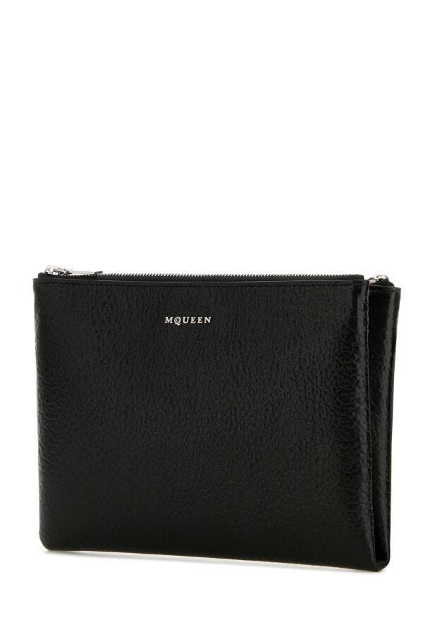 Alexander McQueen Black Leather Pouch Size ONE SIZE - 4 Thumbnail