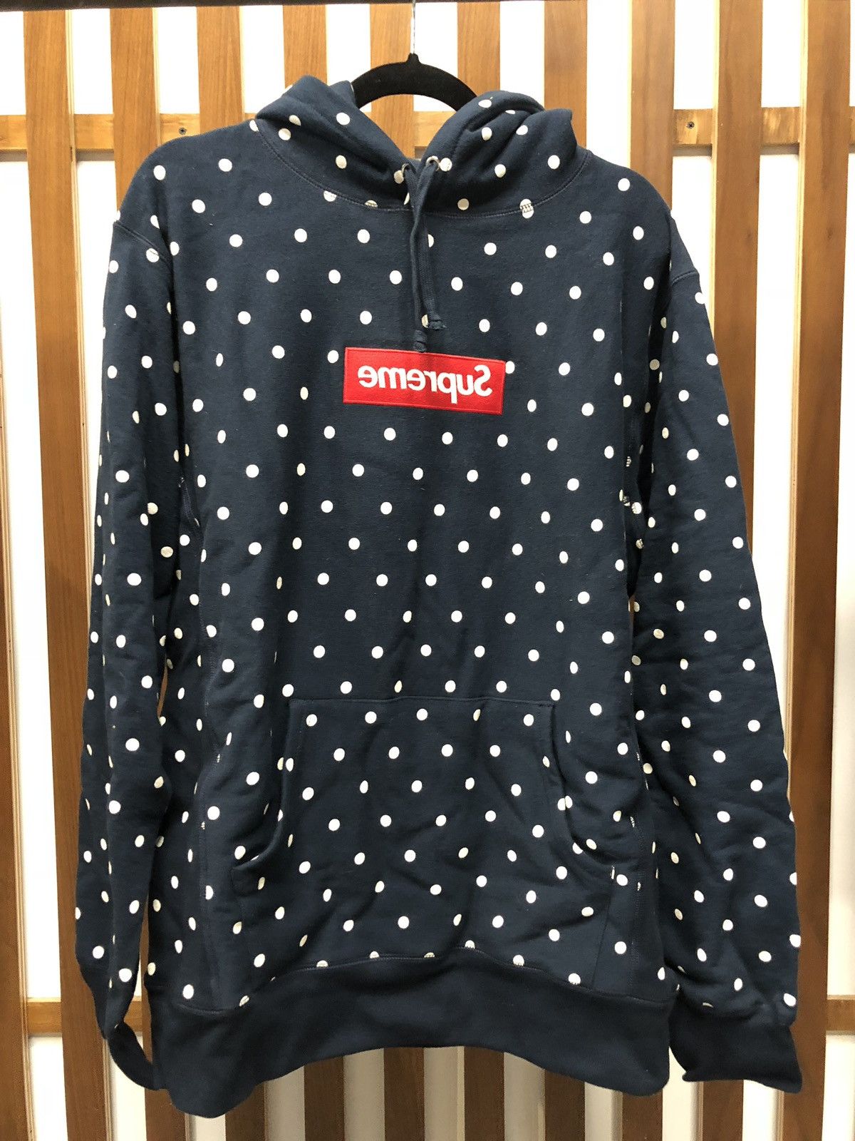 Cdg supreme shop polka dot hoodie