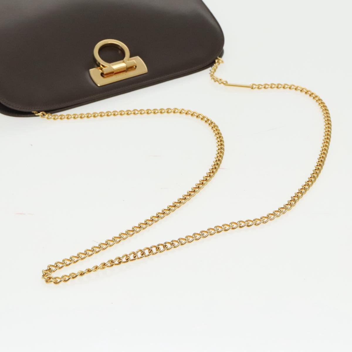 Salvatore Ferragamo Gancini Brown Leather Shoulder Bag (Pre-Owned) Size ONE SIZE - 5 Thumbnail