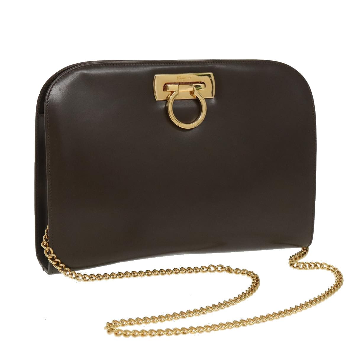 Salvatore Ferragamo Gancini Brown Leather Shoulder Bag (Pre-Owned) Size ONE SIZE - 15 Thumbnail