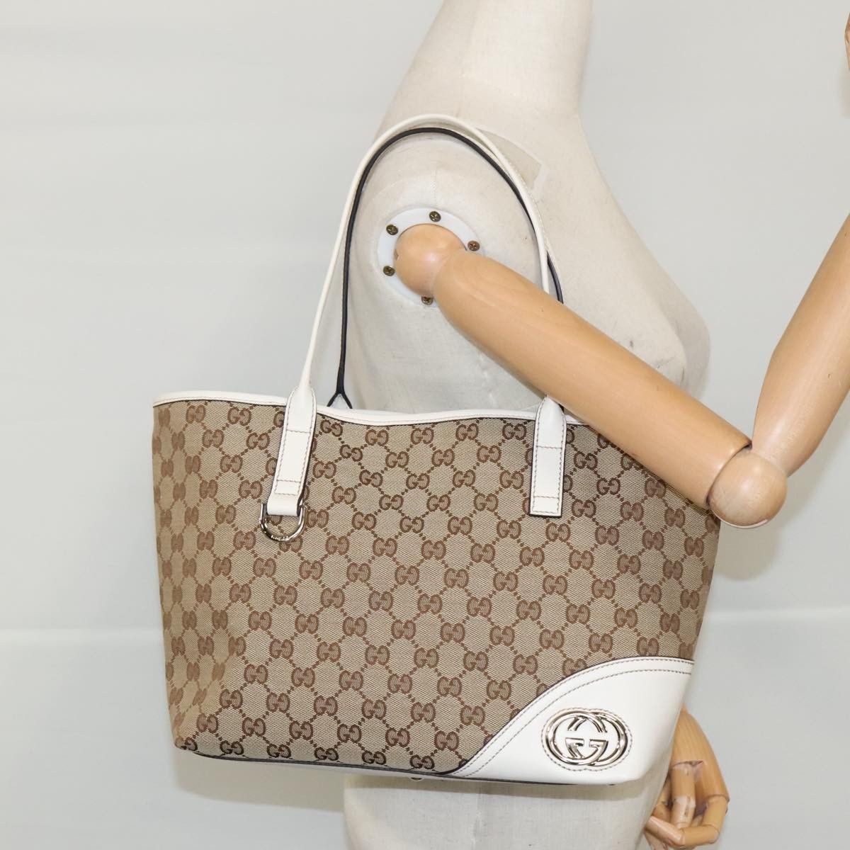 Gucci Britt Beige Canvas Tote Bag (Pre-Owned) Size ONE SIZE - 15 Thumbnail