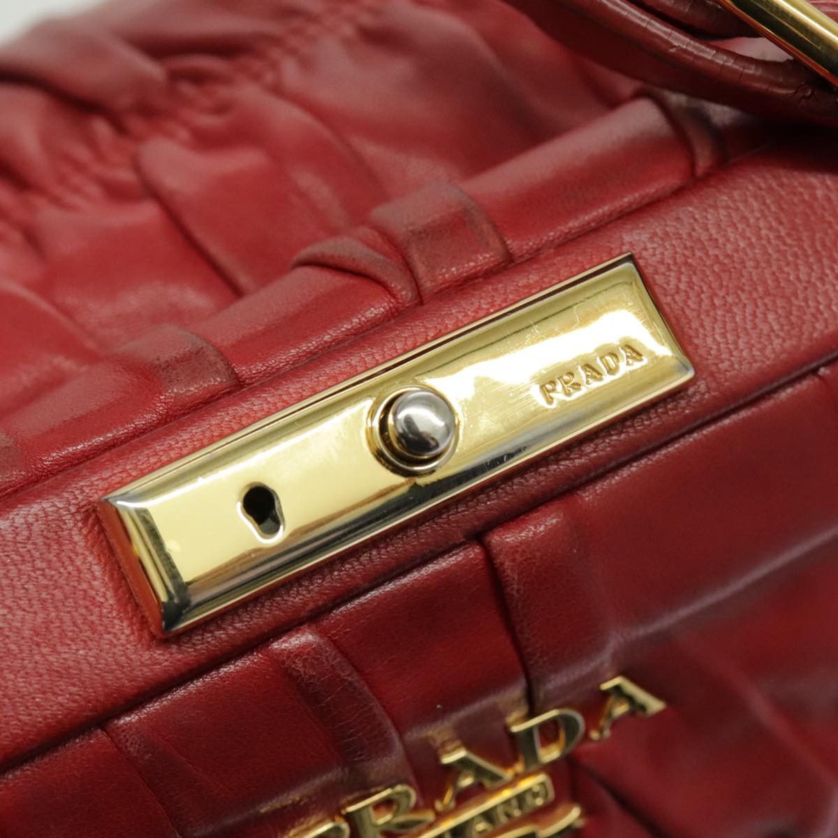 Prada Gaufre Red Leather Handbag (Pre-Owned) Size ONE SIZE - 11 Thumbnail