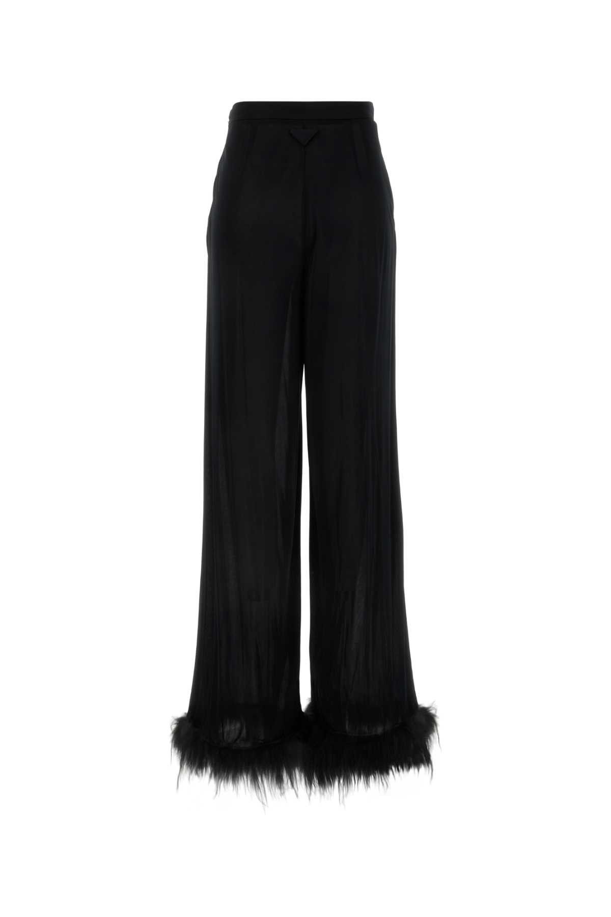 Prada Black Satin Wide-Leg Pant Size 27" / US 4 / IT 40 - 2 Thumbnail