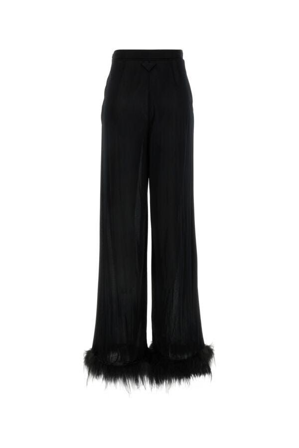 Prada Black Satin Wide-Leg Pant Size 27" / US 4 / IT 40 - 4 Thumbnail