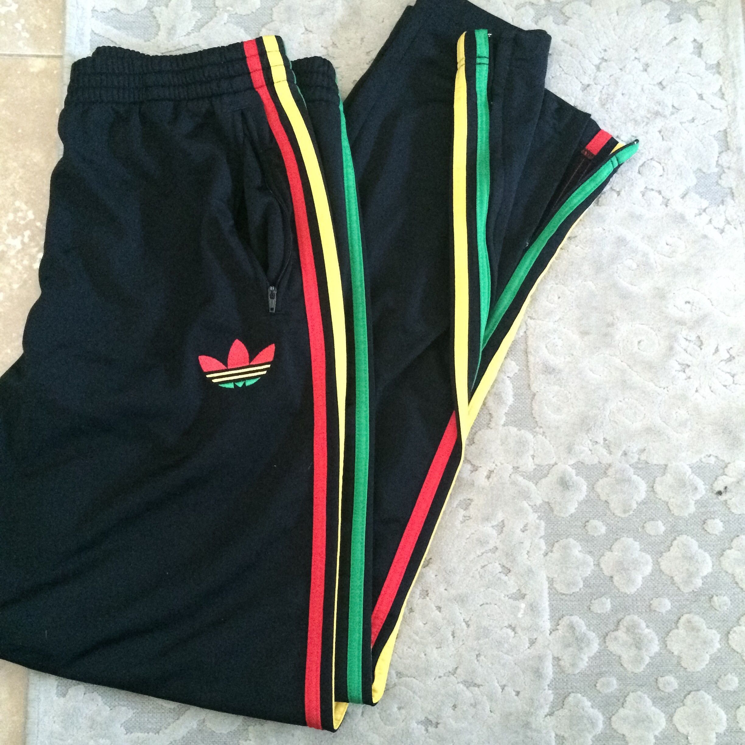 Adidas Rasta Stripe Athletic Pants | Grailed