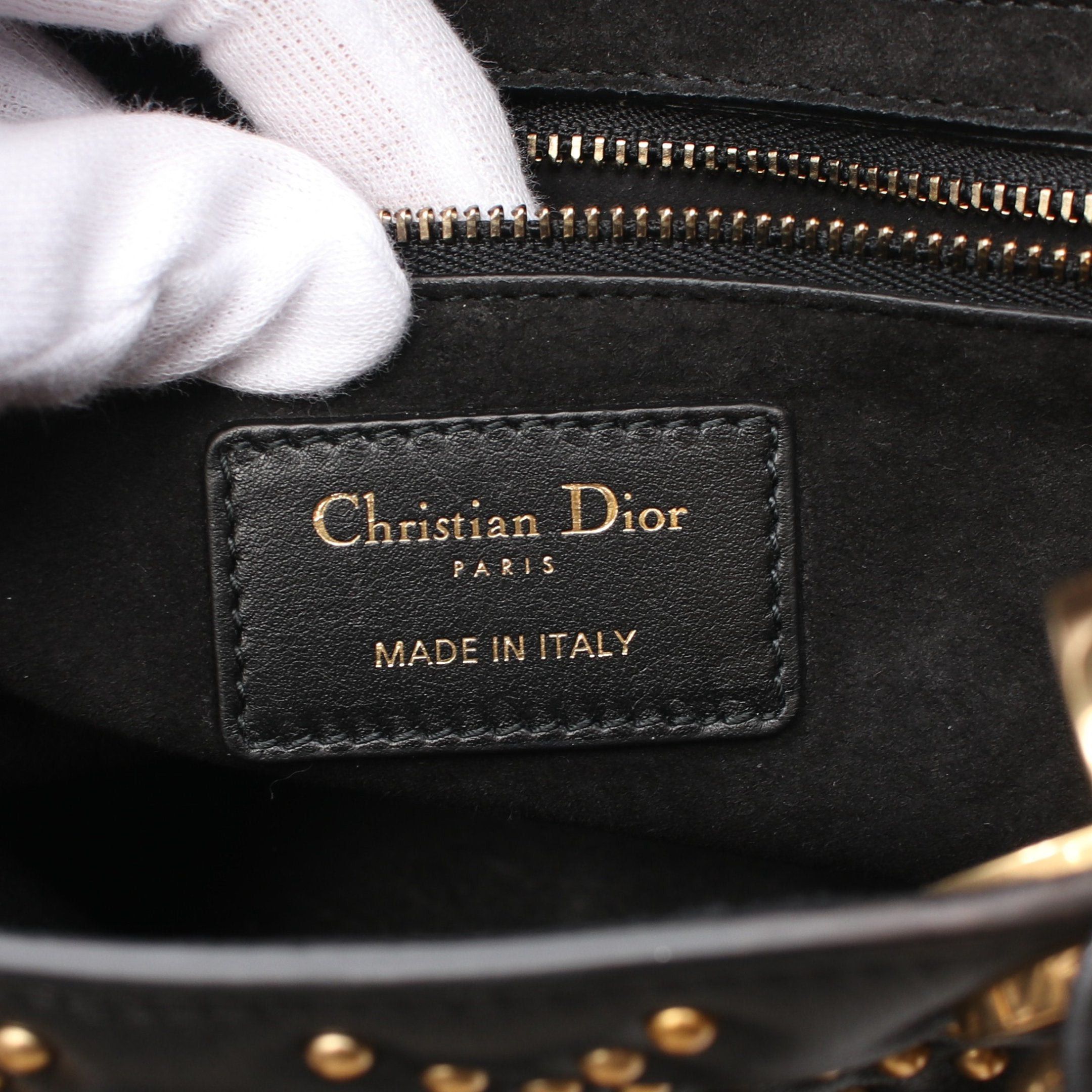 Dior Dior Lady Dior Canage Handbag Leather Black Studs Size ONE SIZE - 4 Thumbnail