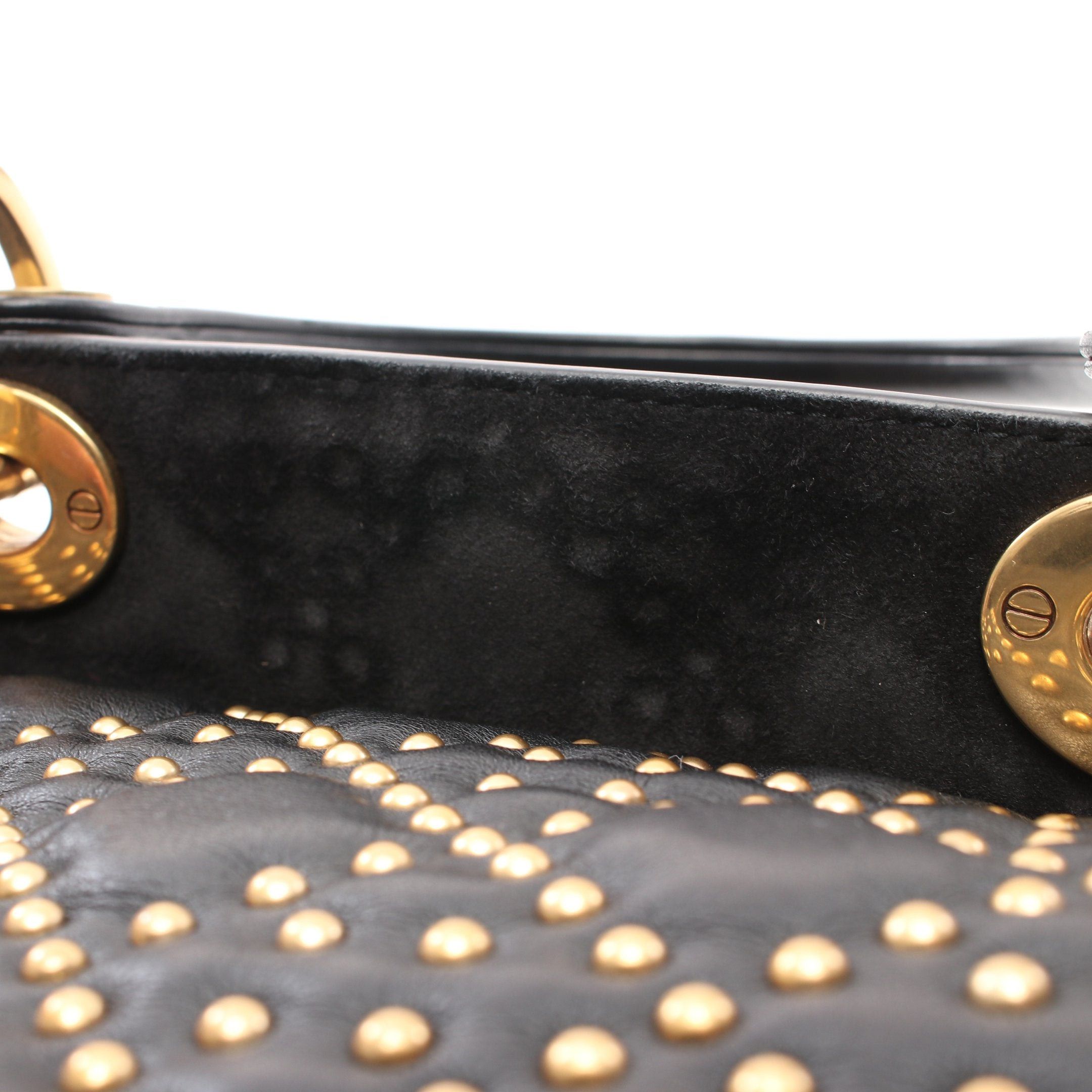 Dior Dior Lady Dior Canage Handbag Leather Black Studs Size ONE SIZE - 7 Thumbnail