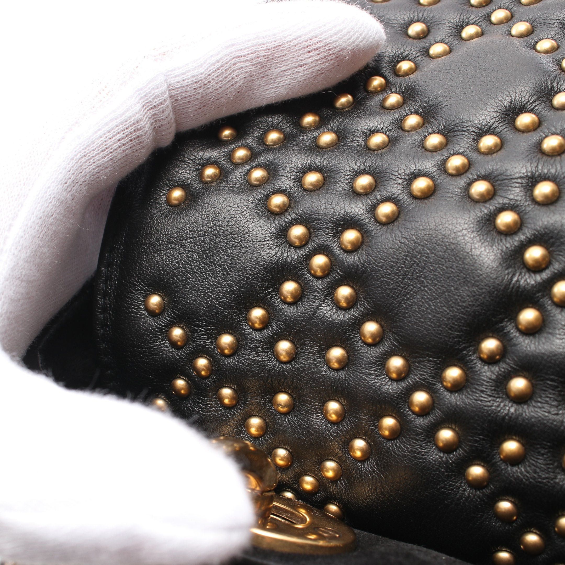 Dior Dior Lady Dior Canage Handbag Leather Black Studs Size ONE SIZE - 5 Thumbnail