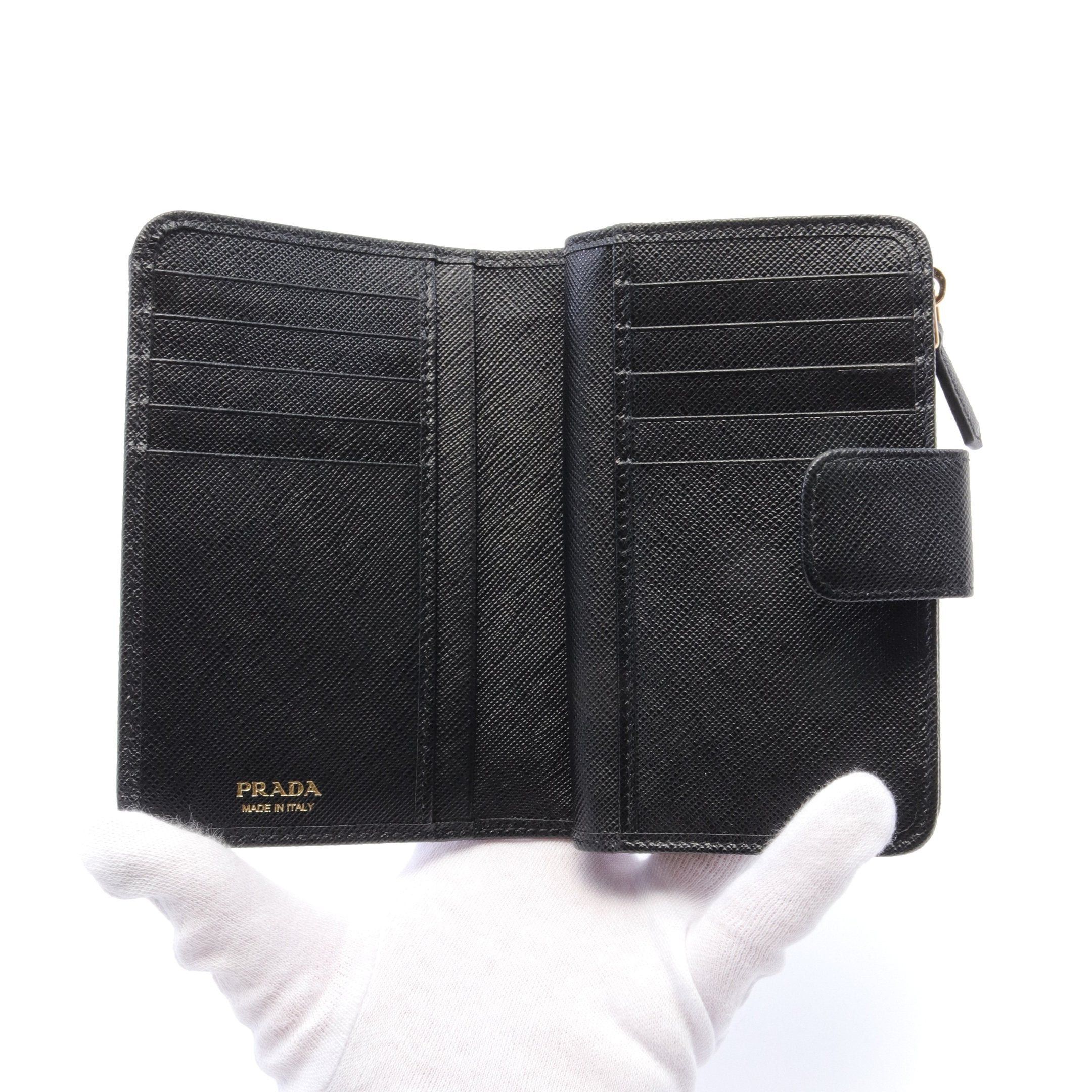 Prada Prada Saffiano Multic Bi-Fold Wallet Leather Black Size ONE SIZE - 3 Thumbnail