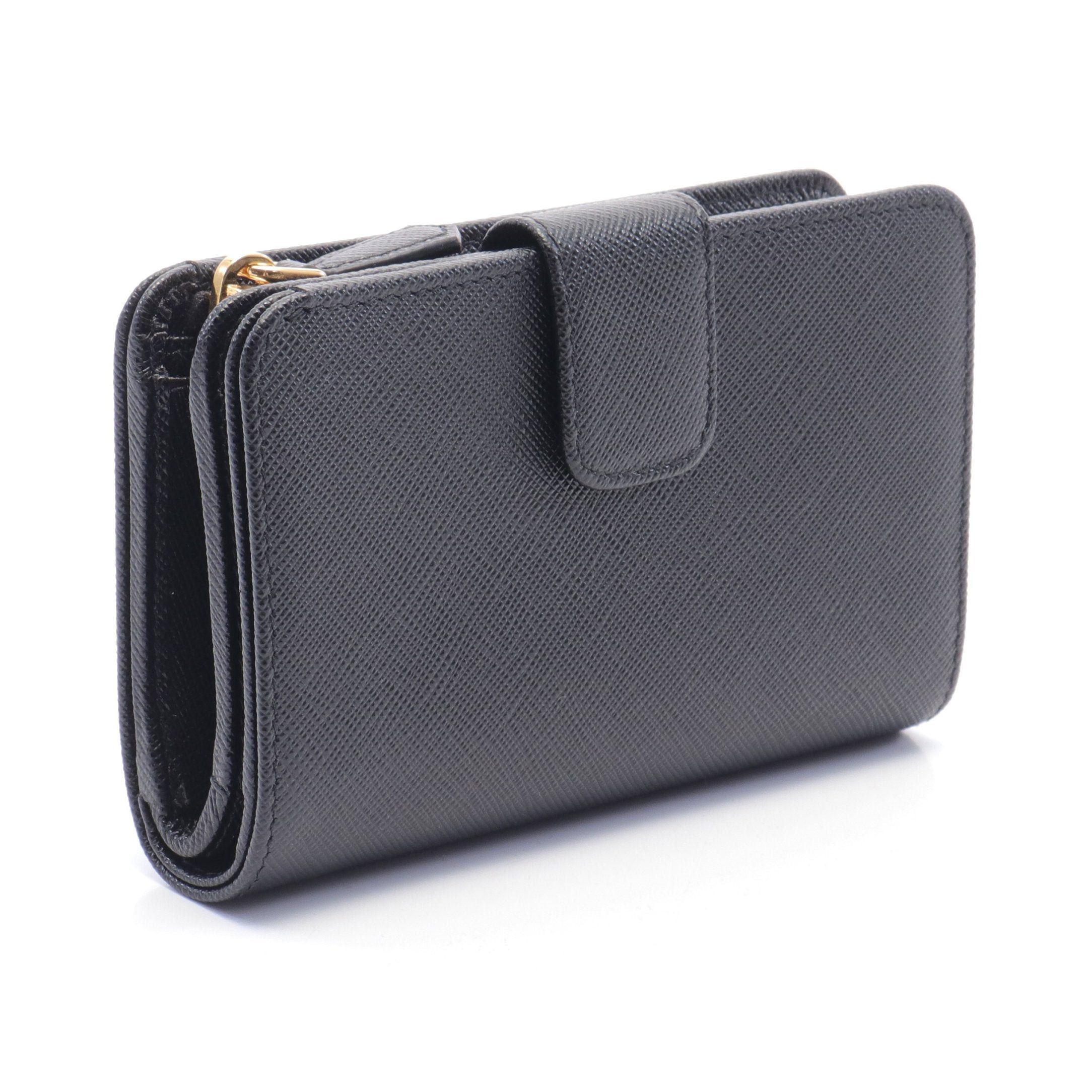Prada Prada Saffiano Multic Bi-Fold Wallet Leather Black Size ONE SIZE - 2 Thumbnail