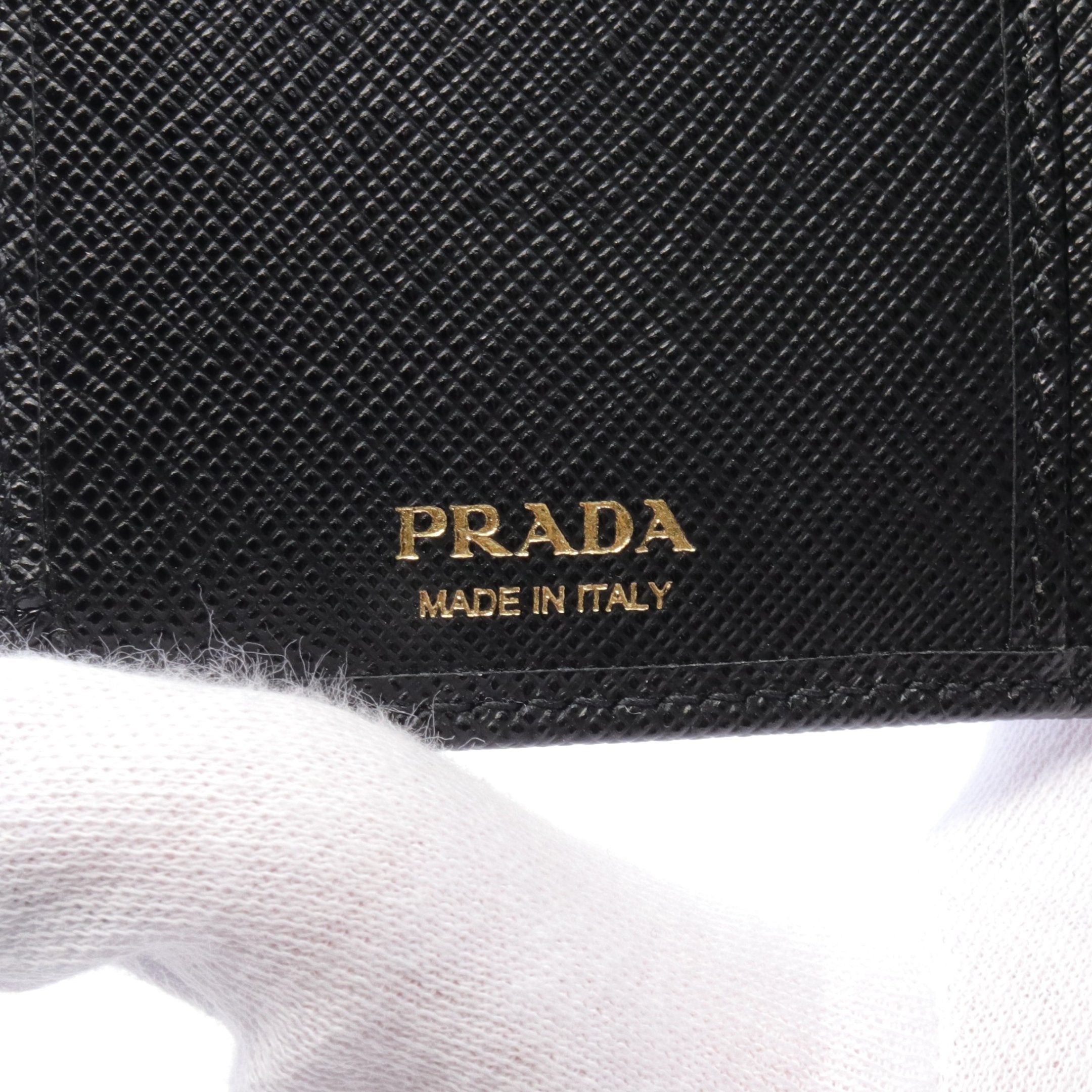 Prada Prada Saffiano Multic Bi-Fold Wallet Leather Black Size ONE SIZE - 4 Thumbnail