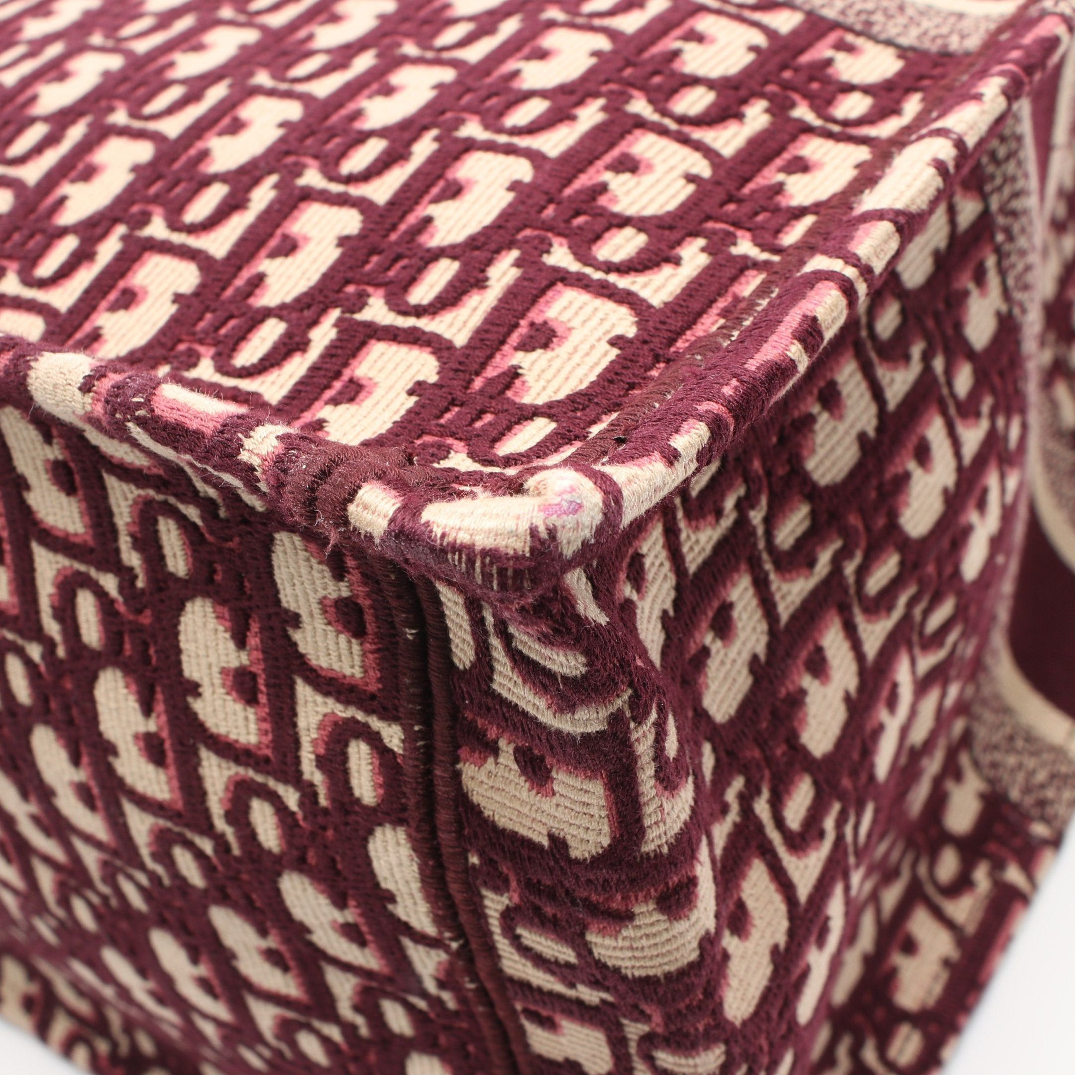 Dior Dior Book Tote Large Oblique Handbag Bag Canvas Beige Bordeaux Size ONE SIZE - 8 Thumbnail