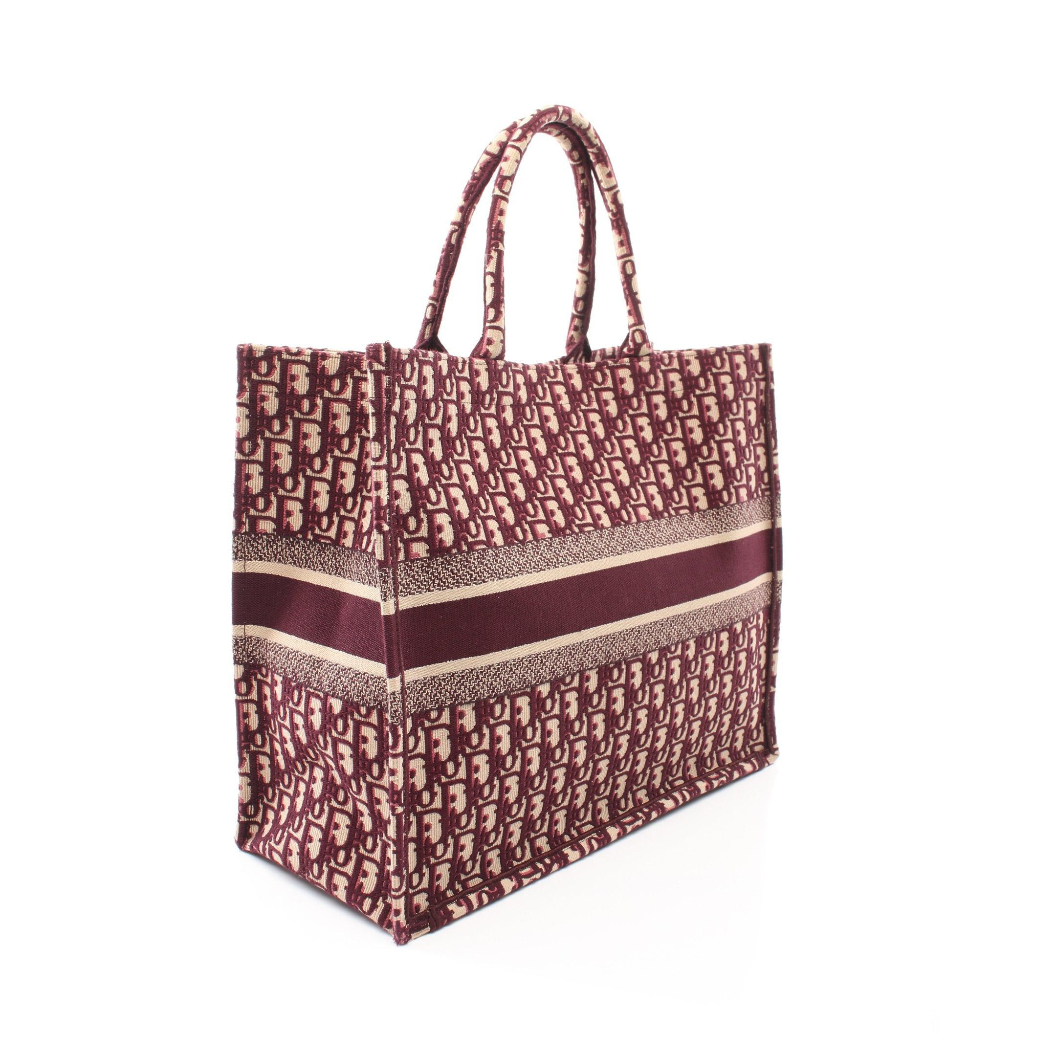 Dior Dior Book Tote Large Oblique Handbag Bag Canvas Beige Bordeaux Size ONE SIZE - 2 Thumbnail