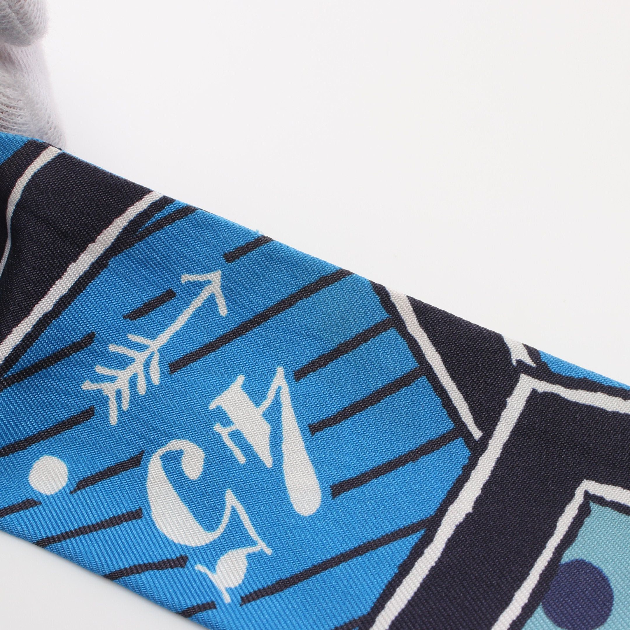 Hermes Hermes Twilly Jeu De Soie Uniforme Ribbon Scarf Silk Blue Multicolor Size ONE SIZE - 6 Thumbnail