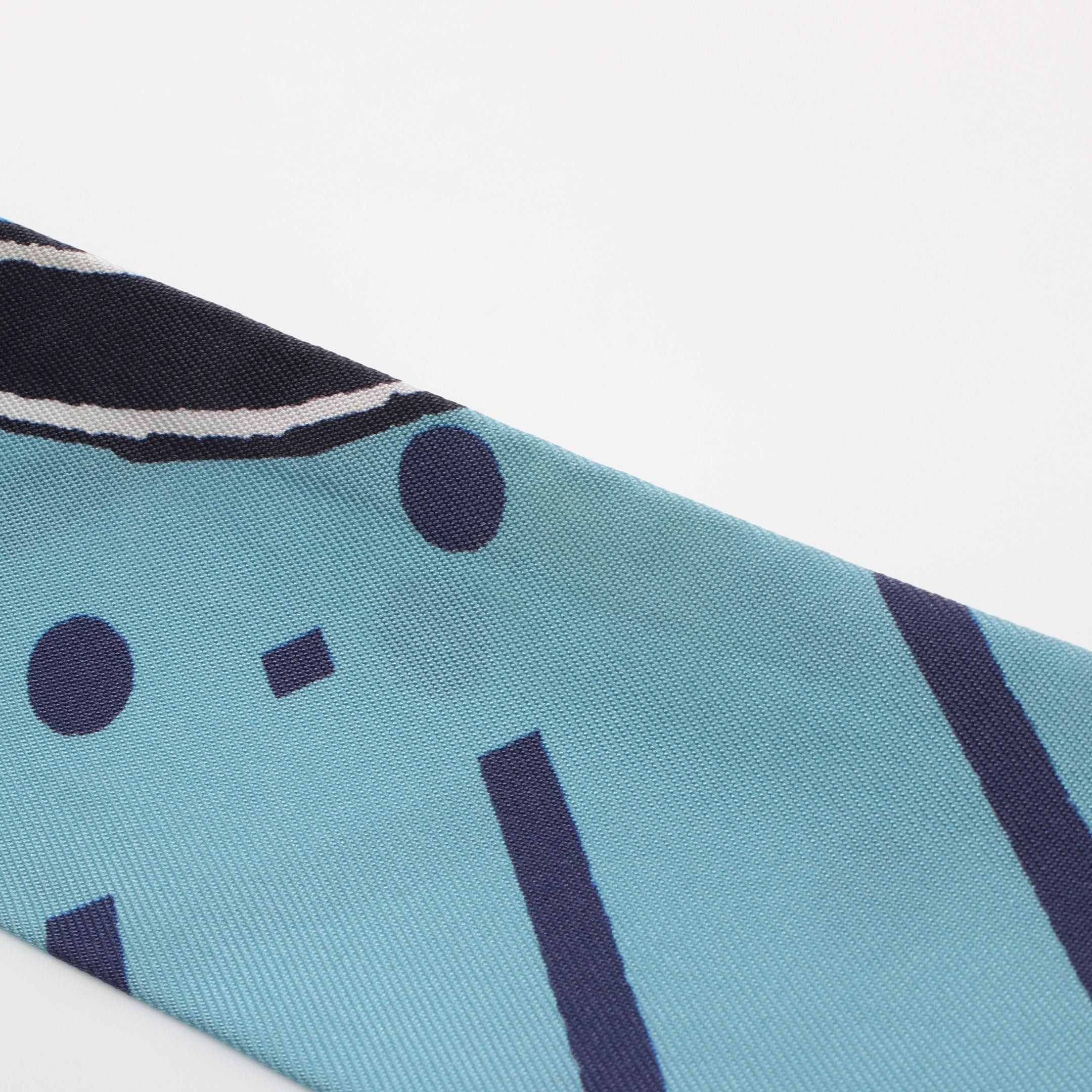 Hermes Hermes Twilly Jeu De Soie Uniforme Ribbon Scarf Silk Blue Multicolor Size ONE SIZE - 5 Thumbnail