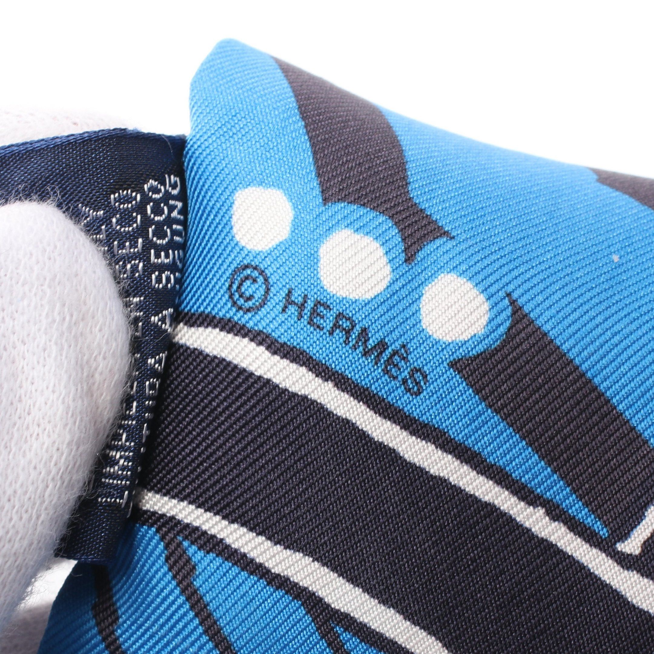 Hermes Hermes Twilly Jeu De Soie Uniforme Ribbon Scarf Silk Blue Multicolor Size ONE SIZE - 2 Thumbnail