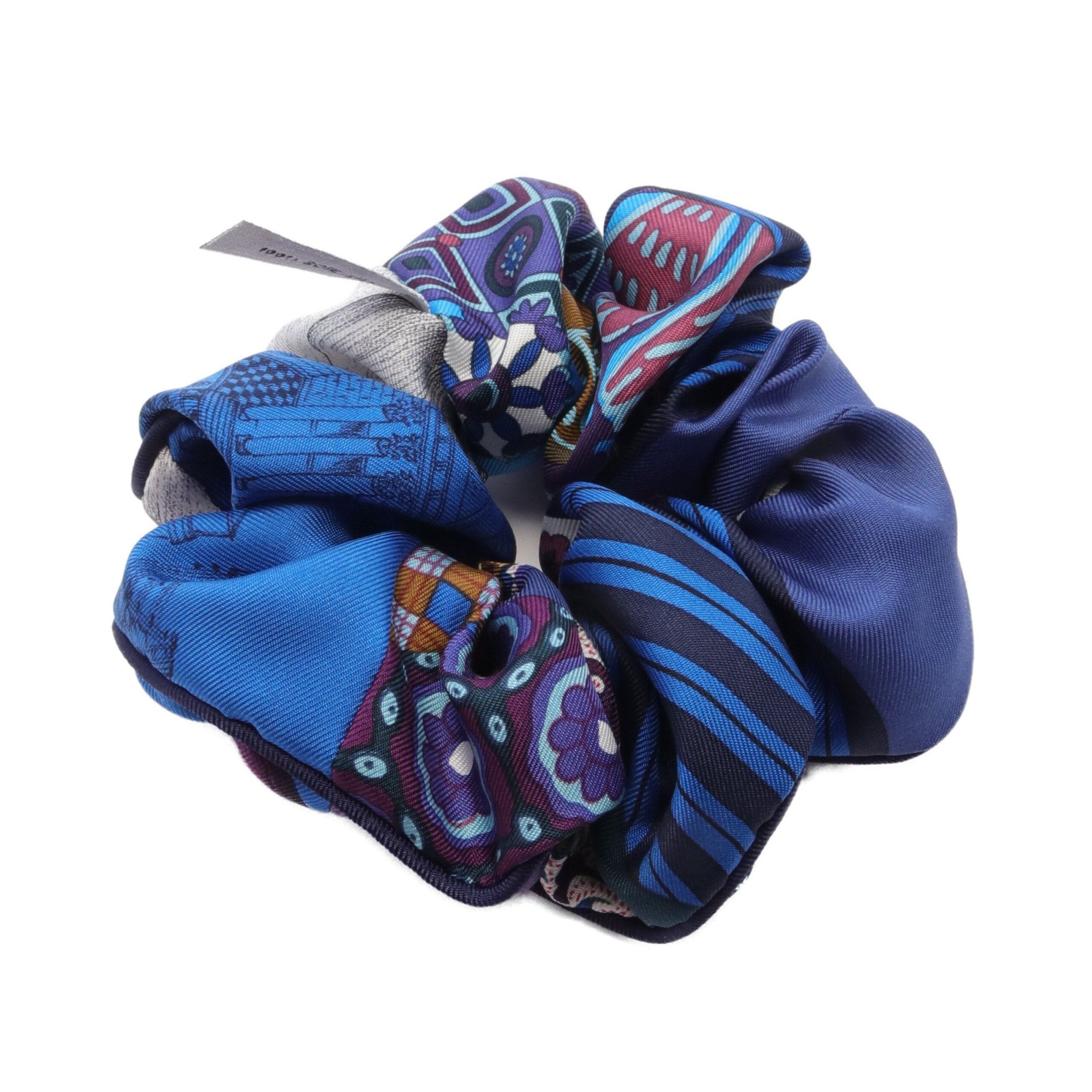 Hermes Hermes Scrunchie Claudia Hair Accessory Silk Blue Navy Multicolor Size ONE SIZE - 2 Thumbnail