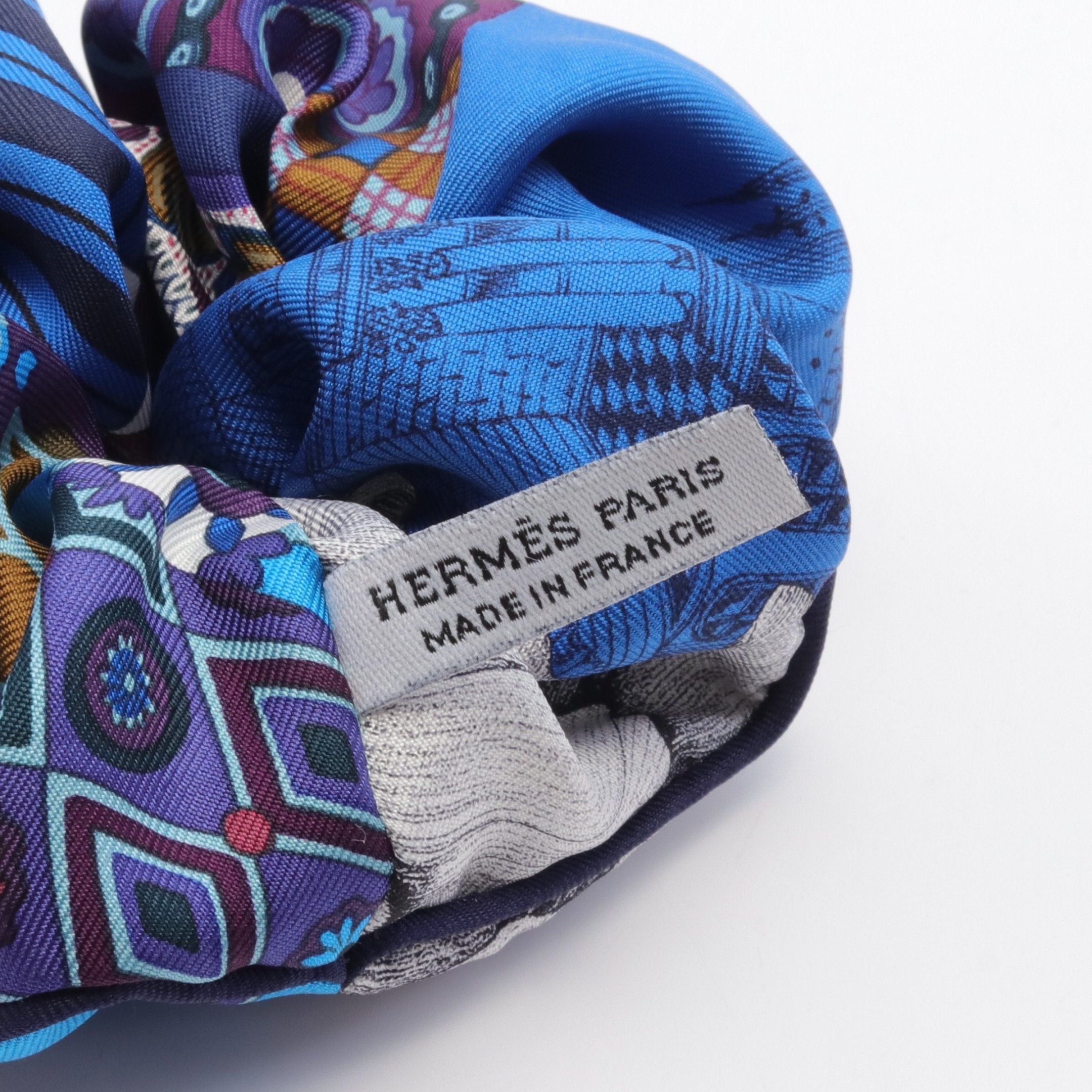 Hermes Hermes Scrunchie Claudia Hair Accessory Silk Blue Navy Multicolor Size ONE SIZE - 3 Thumbnail