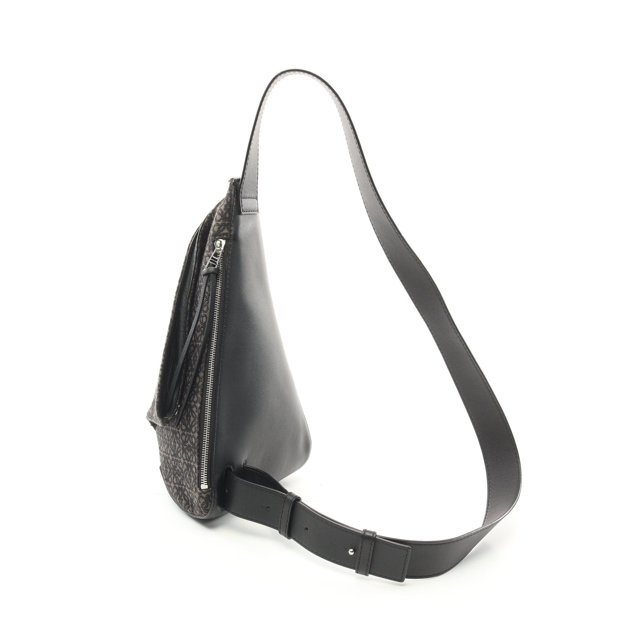 Loewe Loewe Anton Sling Anagram Body Bag Canvas Leather Dark Gray Black Size ONE SIZE - 2 Thumbnail