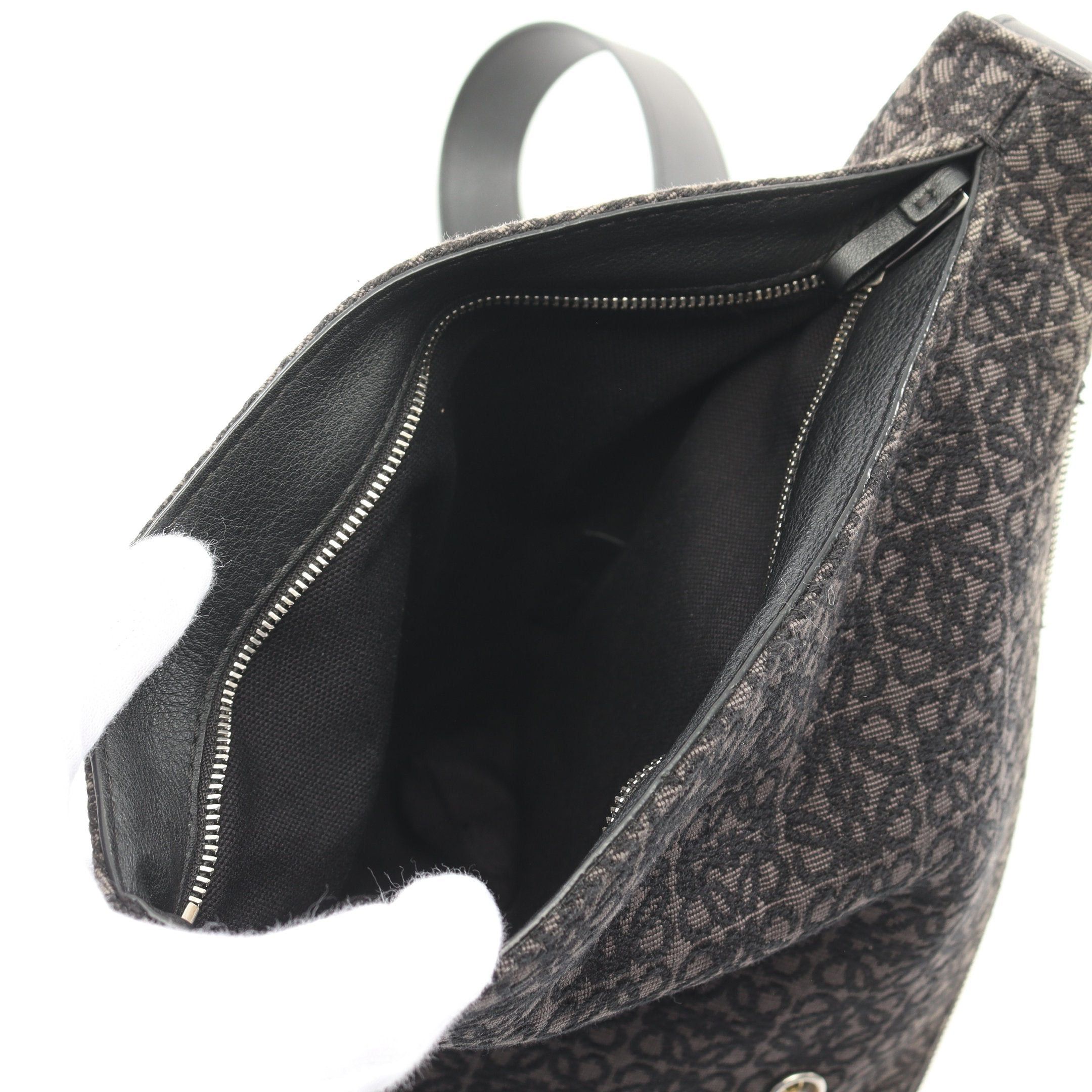 Loewe Loewe Anton Sling Anagram Body Bag Canvas Leather Dark Gray Black Size ONE SIZE - 4 Thumbnail