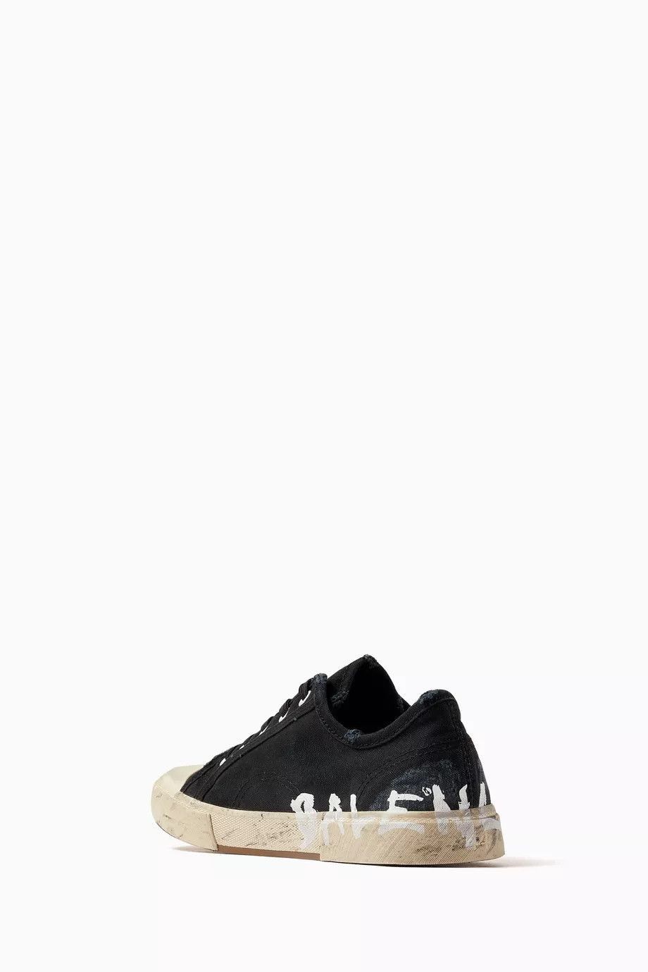 Balenciaga Paris Low Top Dirty Effect Graffiti Sneaker in Black/White Size US 10 / IT 40 - 3 Thumbnail