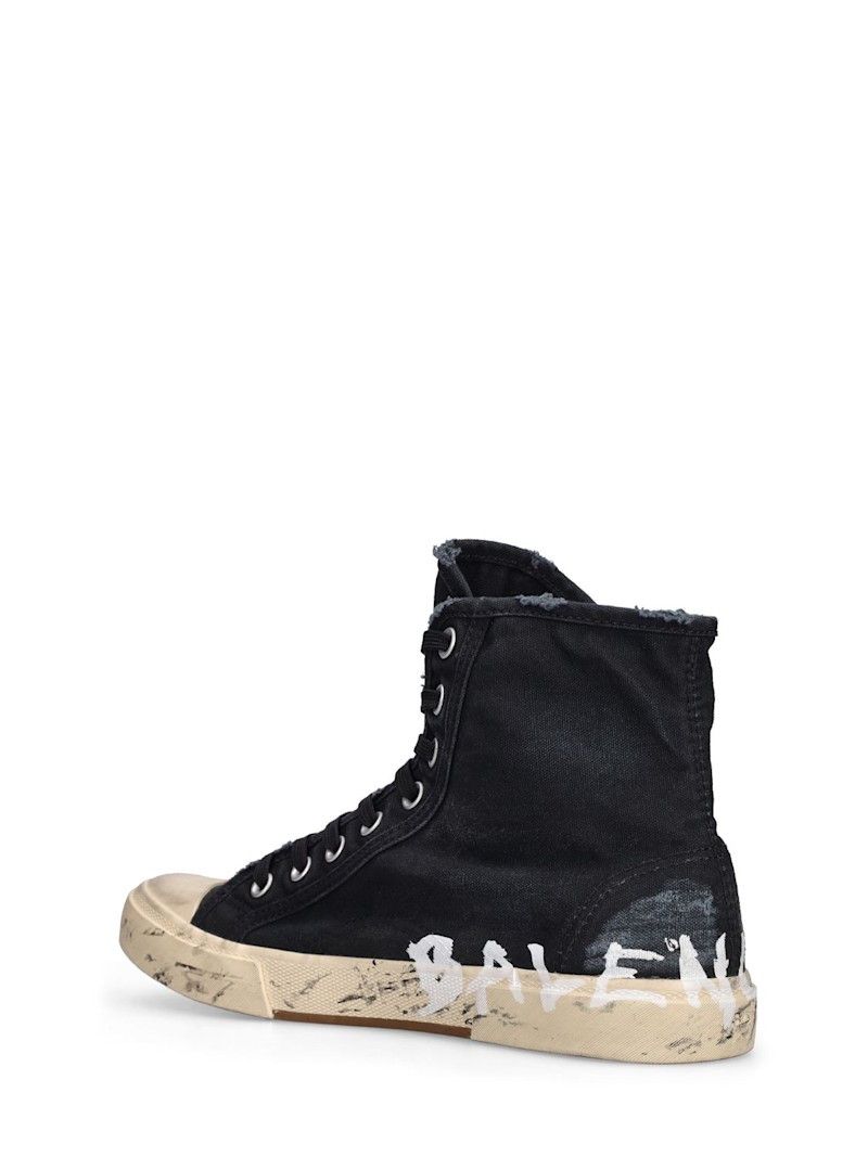 Balenciaga Paris High Top Dirty Effect Graffiti Sneaker in Black/White Size US 11 / EU 44 - 2 Thumbnail