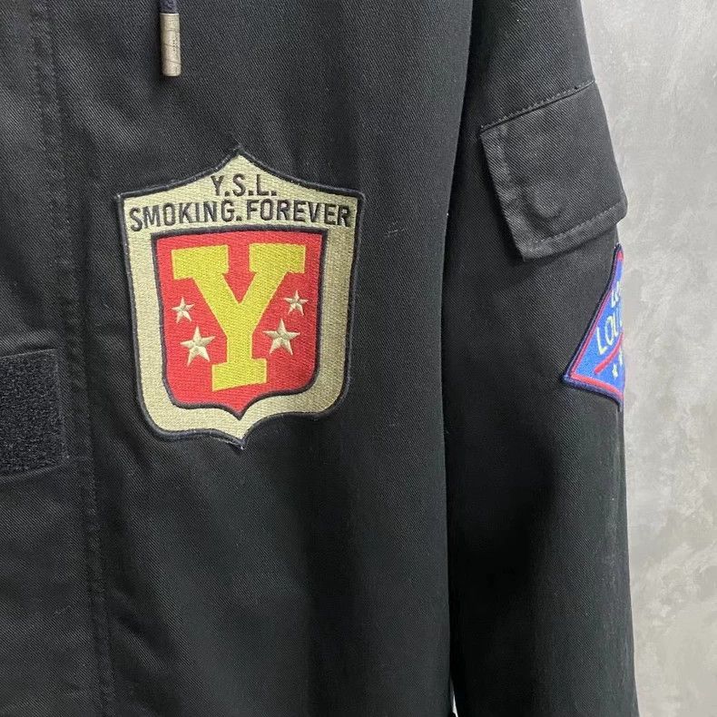 Saint Laurent Paris Saint Laurent's latest black patch printed logo parka coat Size US L / EU 52-54 / 3 - 3 Thumbnail