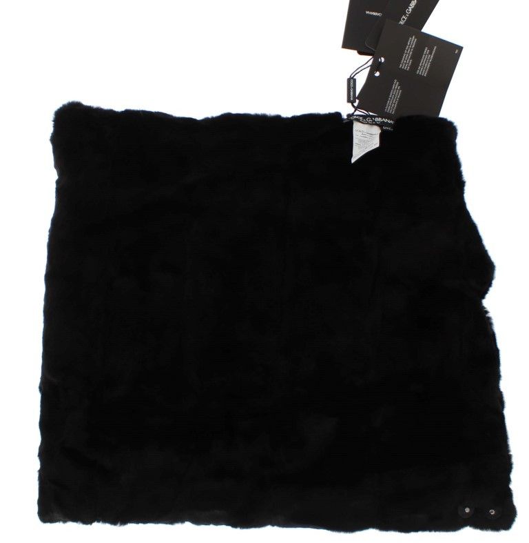Dolce & Gabbana Chic Black Weasel Fur Hooded Scarf Women's Wrap Size ONE SIZE - 6 Thumbnail
