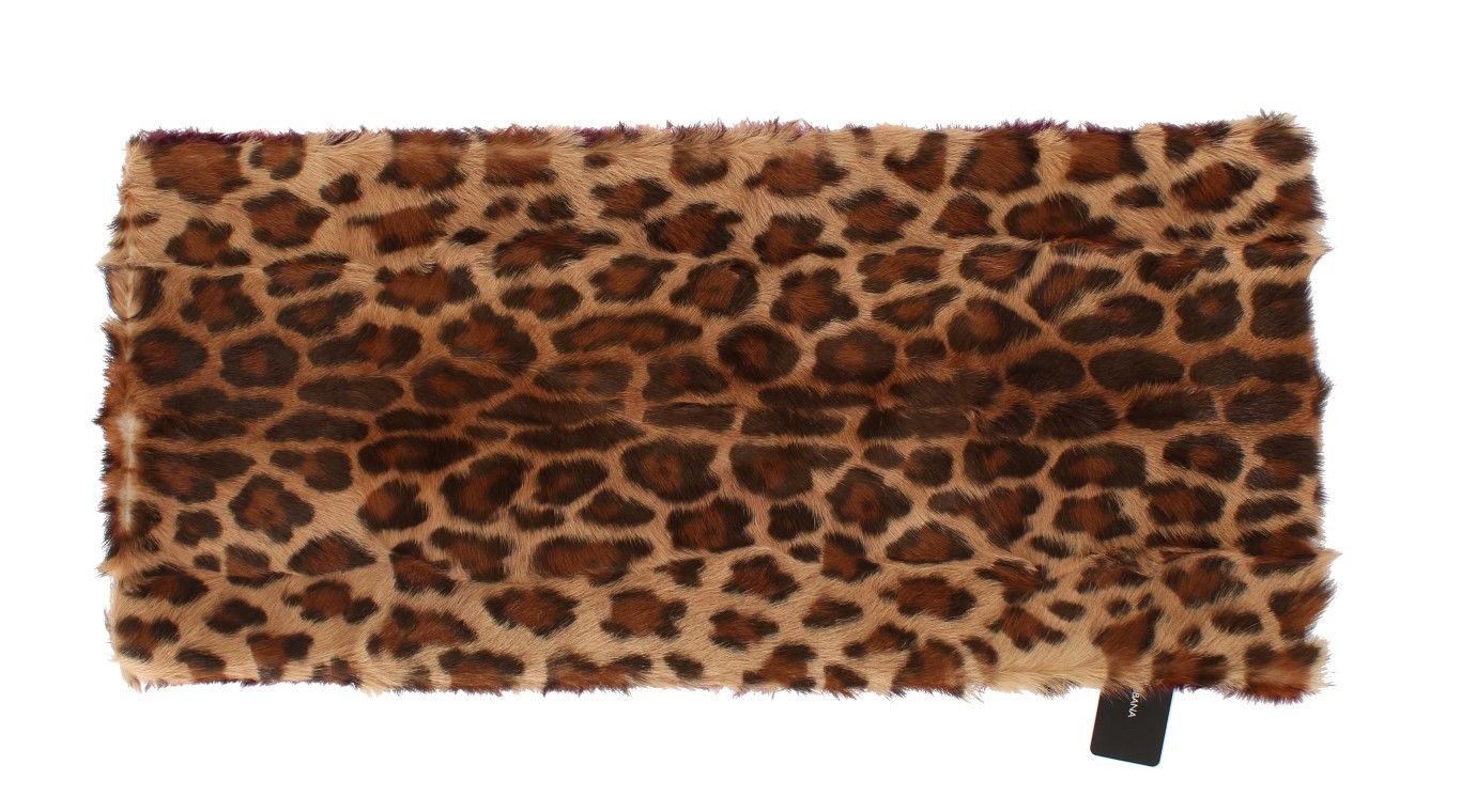 Dolce & Gabbana Exquisite Leopard Print Lambskin Fur Women's Scarf Size ONE SIZE - 6 Thumbnail