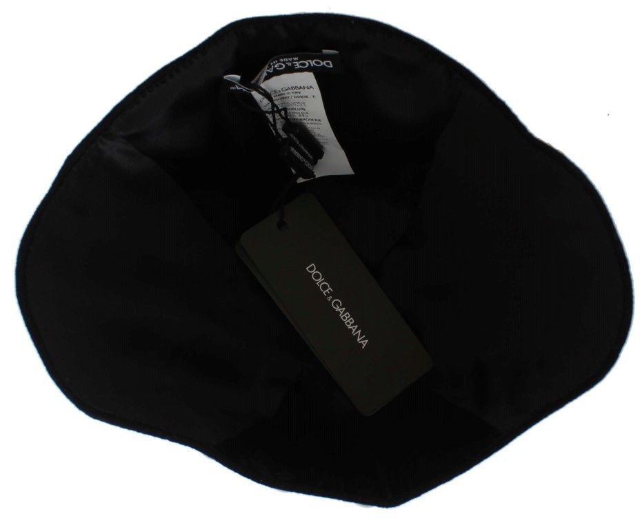 Dolce & Gabbana Elegant Black Floral Wool Cloche Women's Hat Size ONE SIZE - 6 Thumbnail