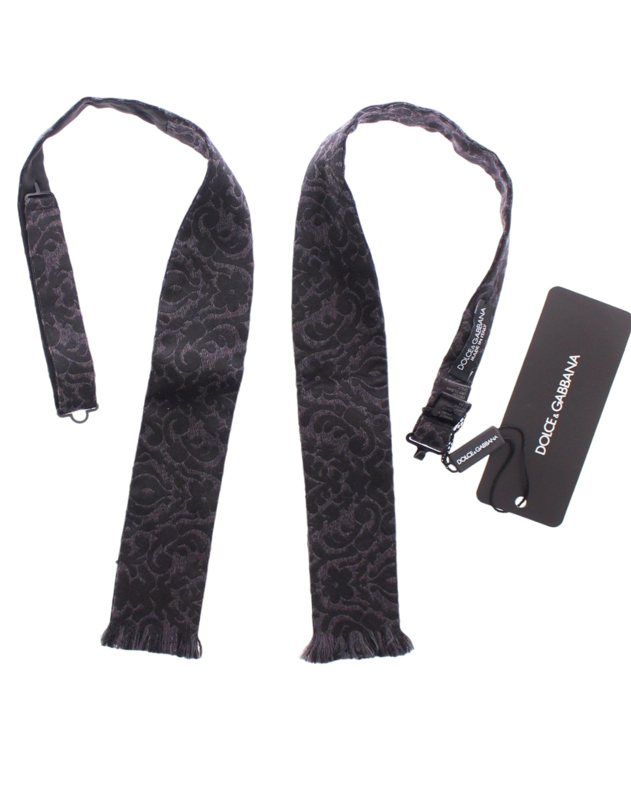 Dolce & Gabbana Elegant Black Paisley Silk-Wool Blend Bow Men's Tie Size ONE SIZE - 6 Thumbnail