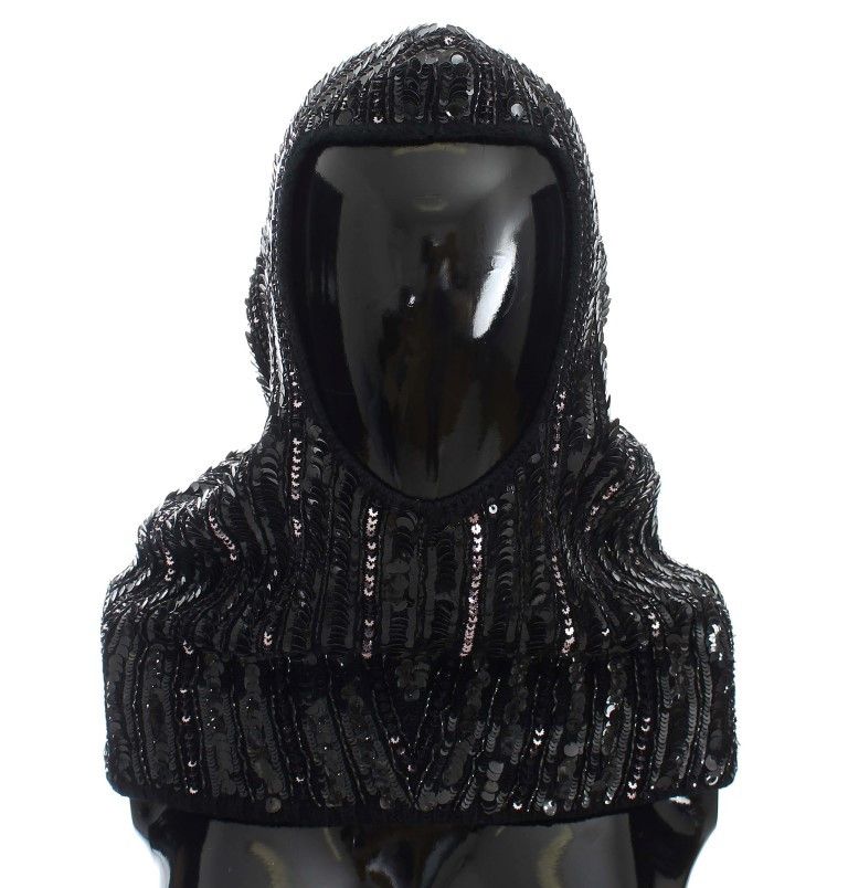 Dolce & Gabbana Elegant Black Sequined Hooded Scarf Women's Wrap Size ONE SIZE - 2 Thumbnail