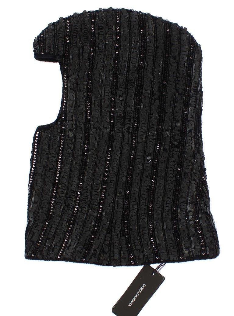 Dolce & Gabbana Elegant Black Sequined Hooded Scarf Women's Wrap Size ONE SIZE - 4 Thumbnail