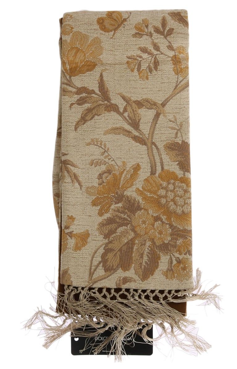 Dolce & Gabbana Elegant Beige Gold Jacquard Stole Men's Scarf Size ONE SIZE - 5 Thumbnail
