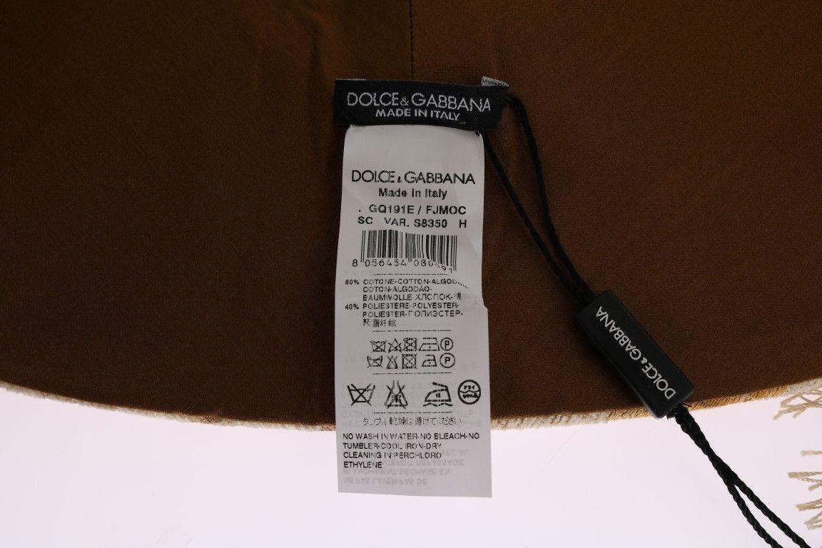 Dolce & Gabbana Elegant Beige Gold Jacquard Stole Men's Scarf Size ONE SIZE - 4 Thumbnail
