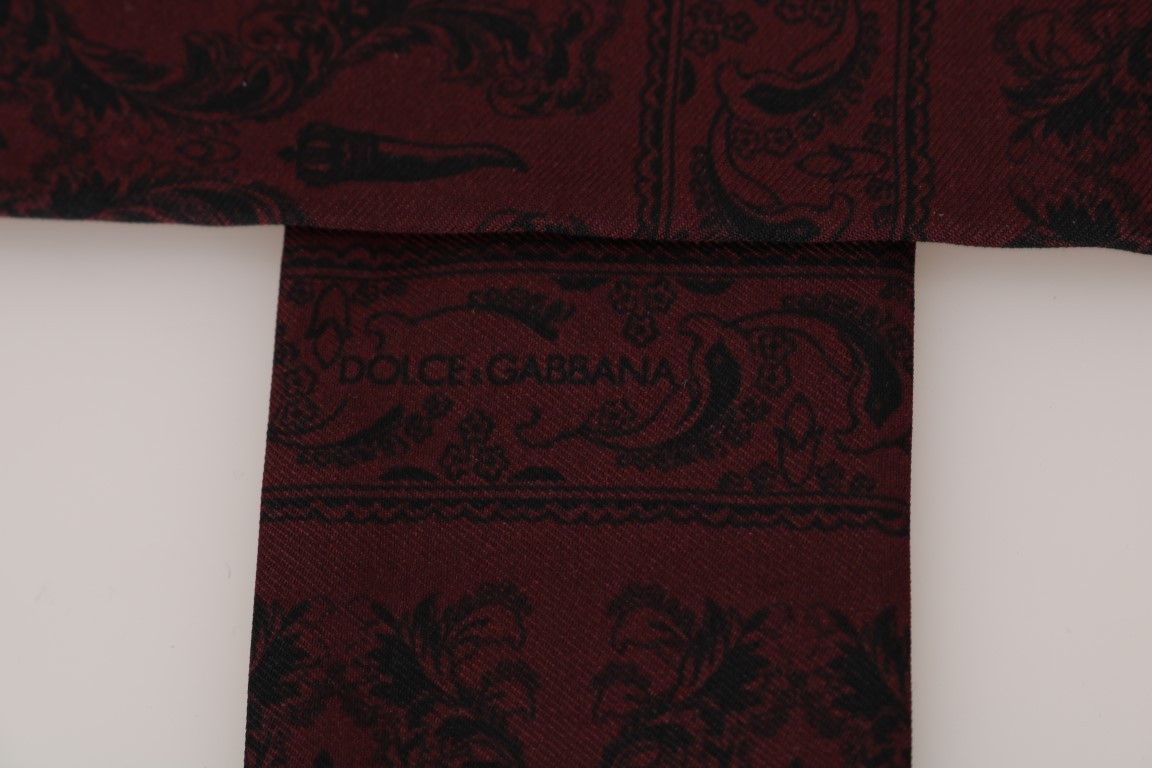 Dolce & Gabbana Silk Bordeaux Crown Chili Print Mens Men's Scarf Size ONE SIZE - 4 Thumbnail