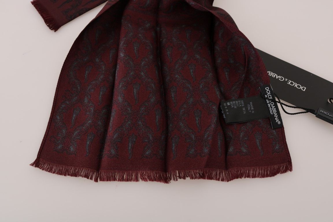 Dolce & Gabbana Silk Bordeaux Crown Chili Print Mens Men's Scarf Size ONE SIZE - 5 Thumbnail