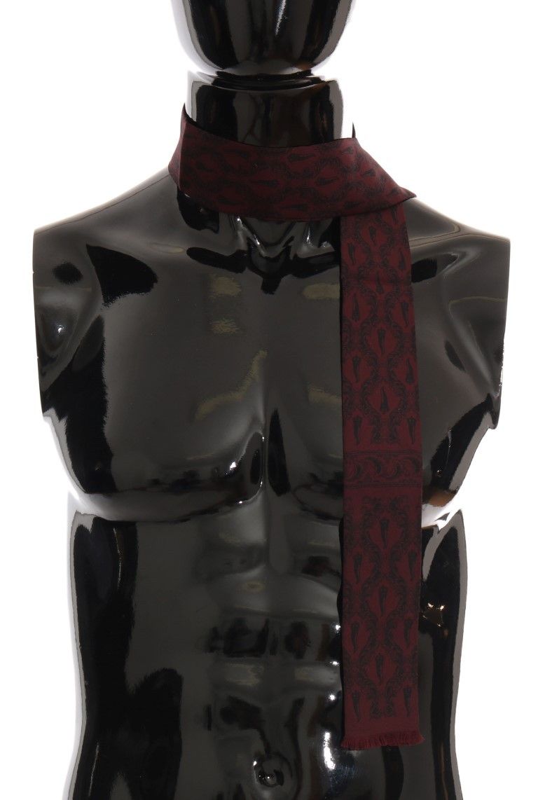 Dolce & Gabbana Silk Bordeaux Crown Chili Print Mens Men's Scarf Size ONE SIZE - 2 Thumbnail
