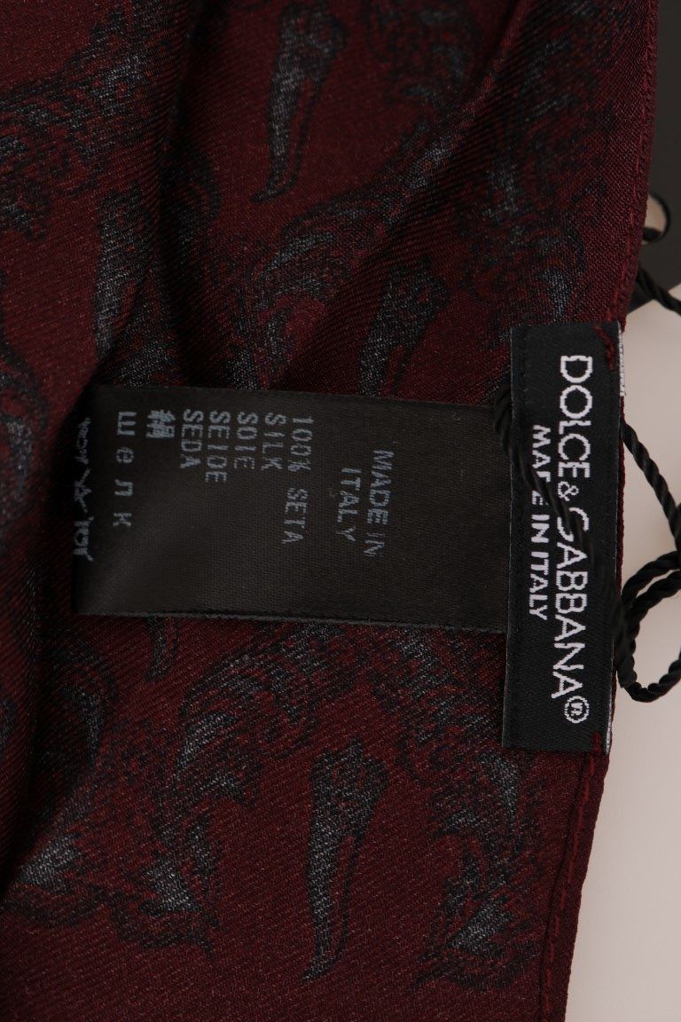 Dolce & Gabbana Silk Bordeaux Crown Chili Print Mens Men's Scarf Size ONE SIZE - 6 Thumbnail