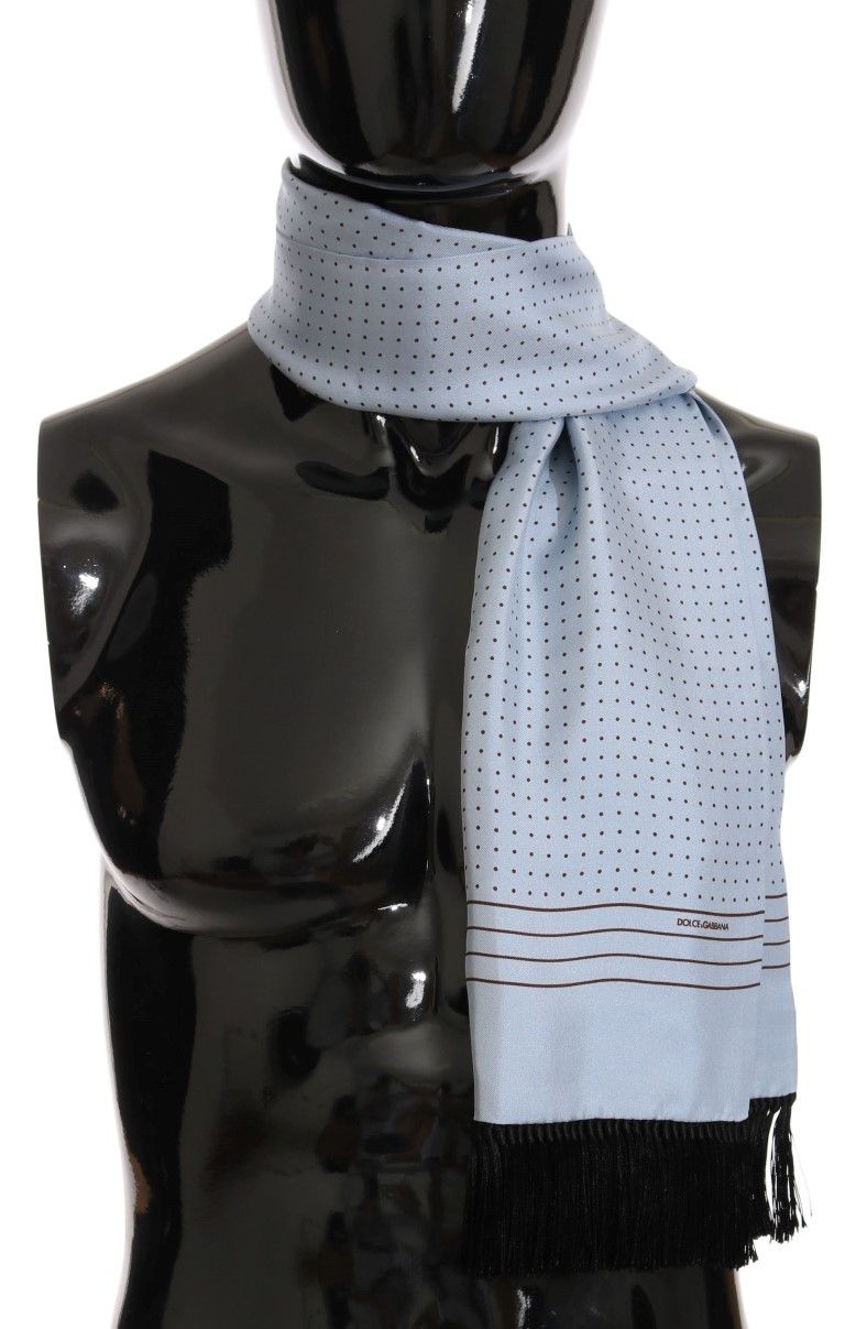 Dolce & Gabbana Elegant Blue Silk Polka Dot Men's Men's Scarf Size ONE SIZE - 2 Thumbnail