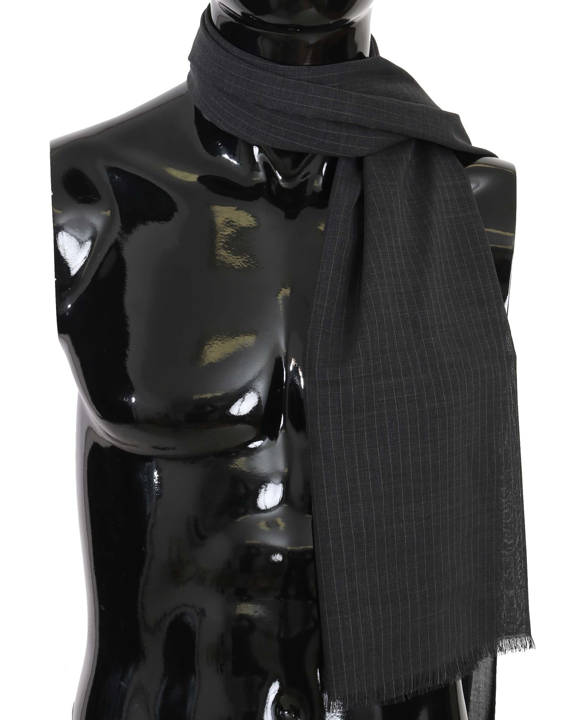 Dolce & Gabbana Elegant Gray Striped Wool Men's Men's Scarf Size ONE SIZE - 3 Thumbnail