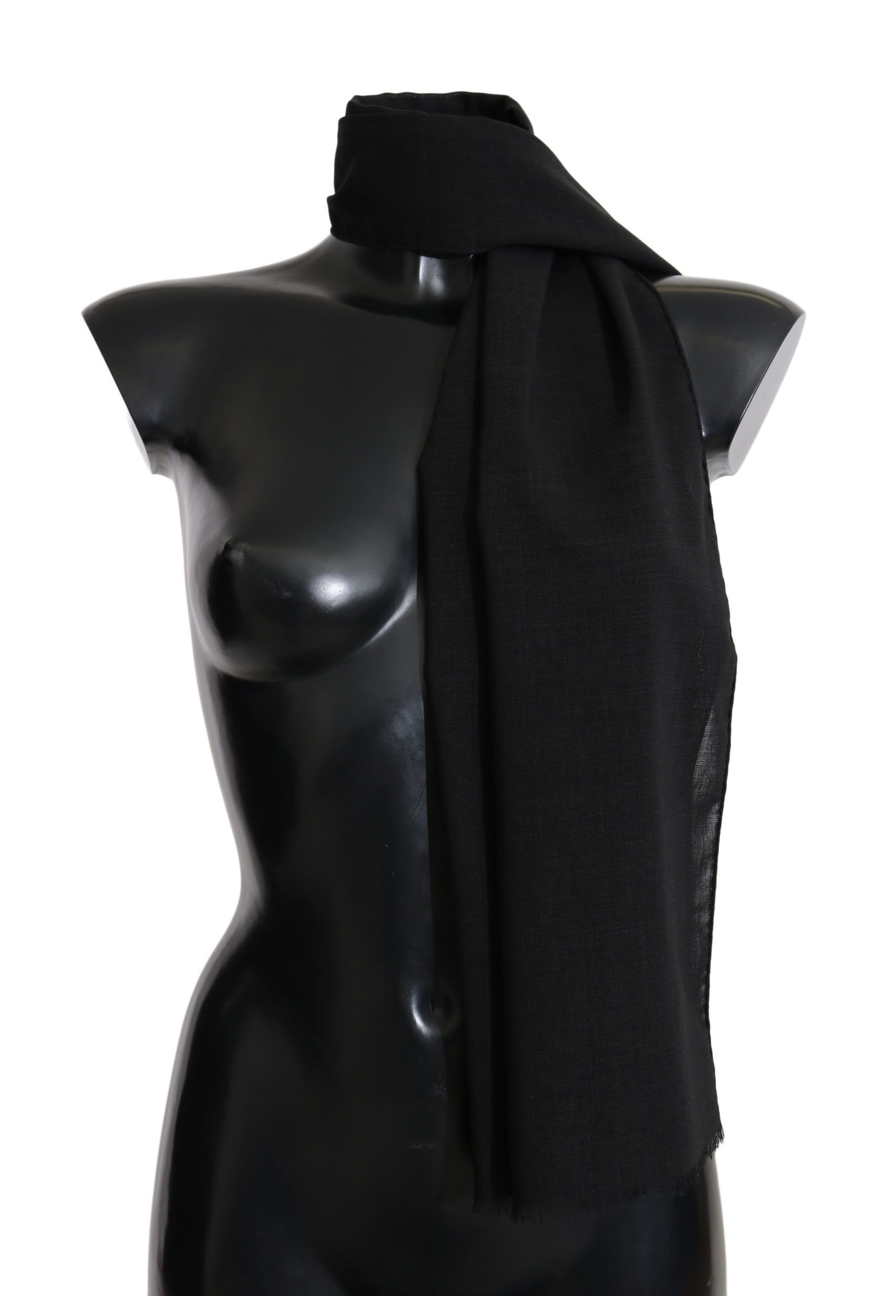 Dolce & Gabbana Elegant Black Wool Blend Women's Scarf Size ONE SIZE - 3 Thumbnail
