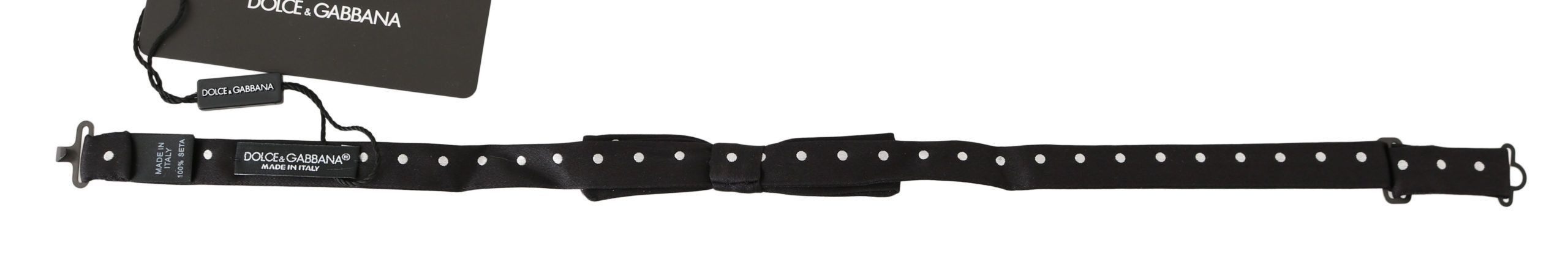 Dolce & Gabbana Elegant Black Polka Dot Silk Bow Men's Tie Size ONE SIZE - 2 Thumbnail