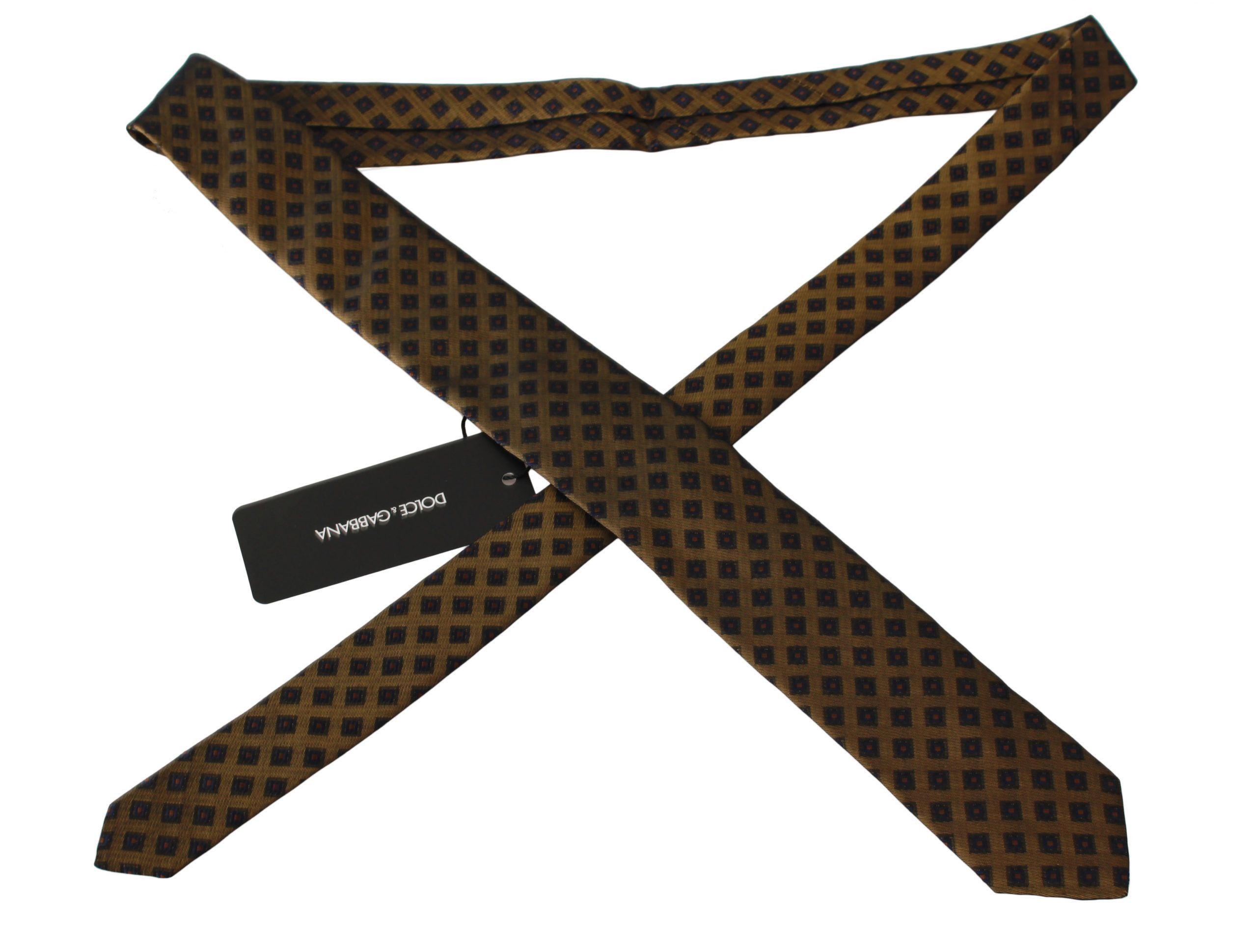 Dolce & Gabbana Elegant Brown Patterned Silk Blend Men's Necktie Size ONE SIZE - 3 Thumbnail